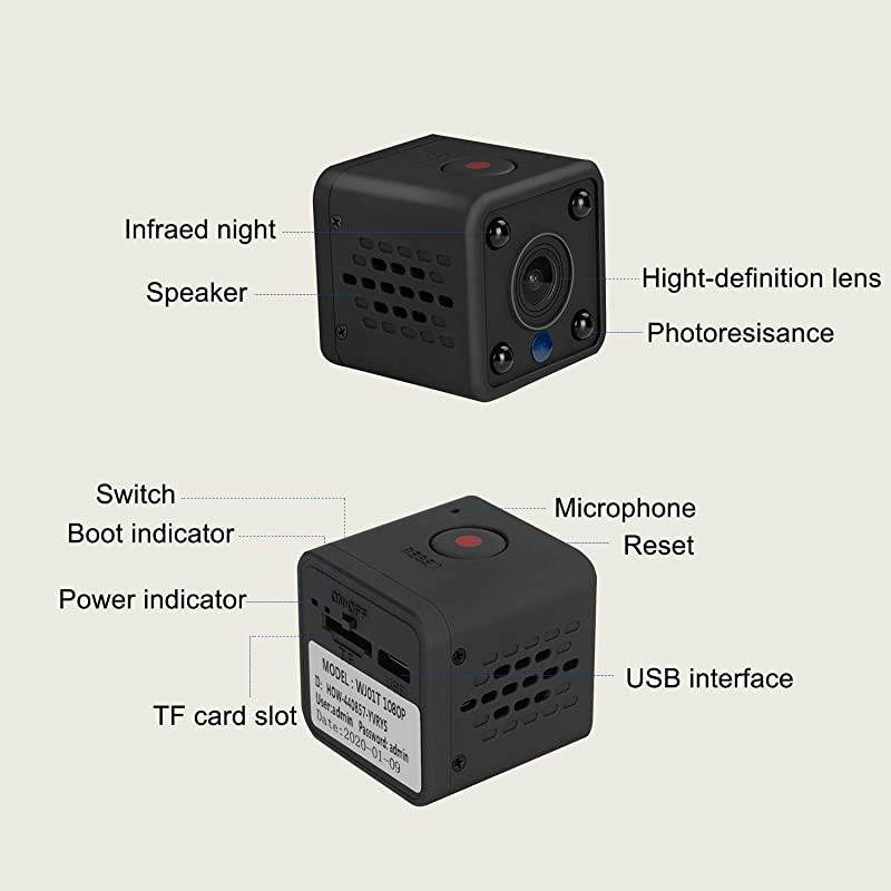 Mini Hidden Camera Spy Cam WiFi Small Wireless Full HD 1080P Video Camera with Night Vision Motion Sensor for iPhone Android Video Detection Security Nanny Surveillance Cam