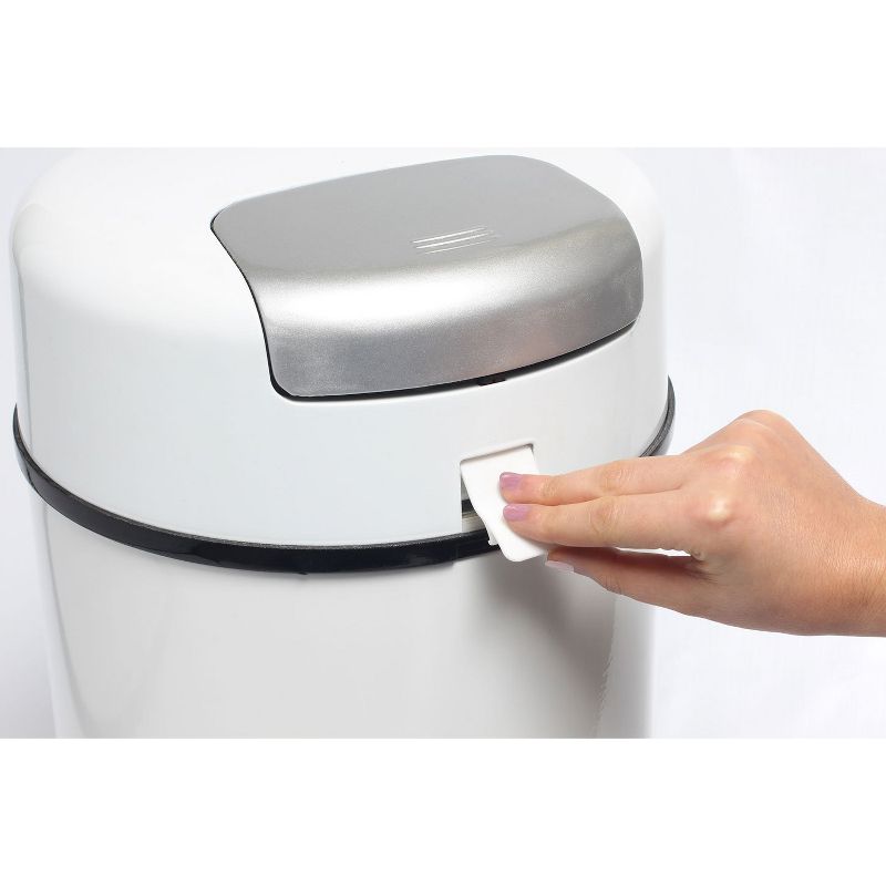 Bubula Step 64418 Premium Steel & Aluminum Diaper Waste Pail with Air Tight Lid and Security Lock for Nursery or Any Room Use, White and Silver