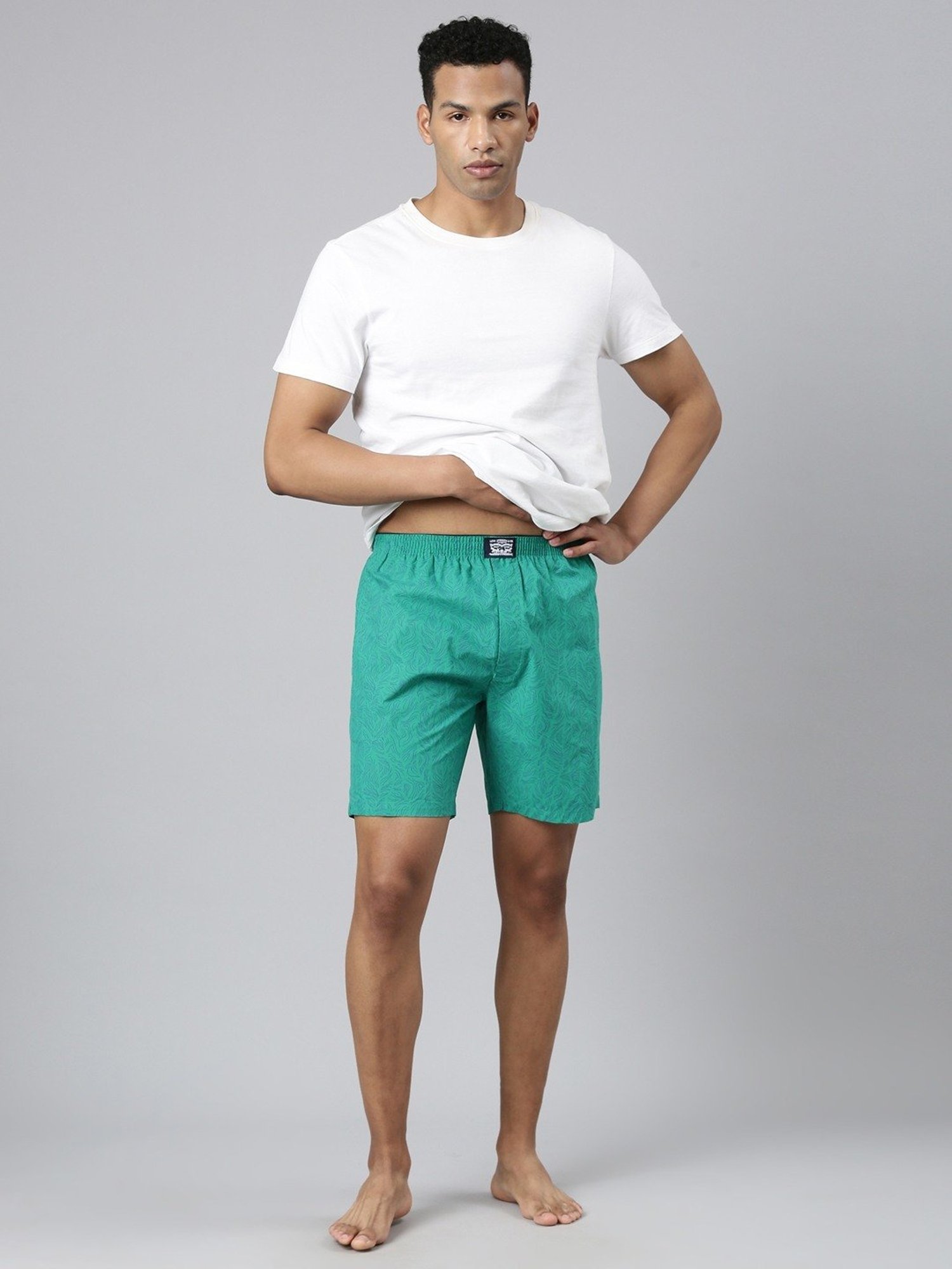 Levi'S Green Pure Cotton Relaxed Fit Printed Shorts
