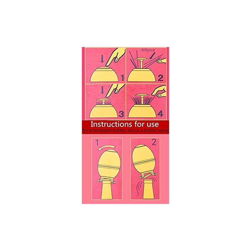 Automatic Toothpick Holder with Bottle Opener, Hand Press Retractable Retro Toothpick Dispenser Toothpicks Case Can Box Container for Kitchen Home Restaurant (Transparent Blue- Gold Rose)