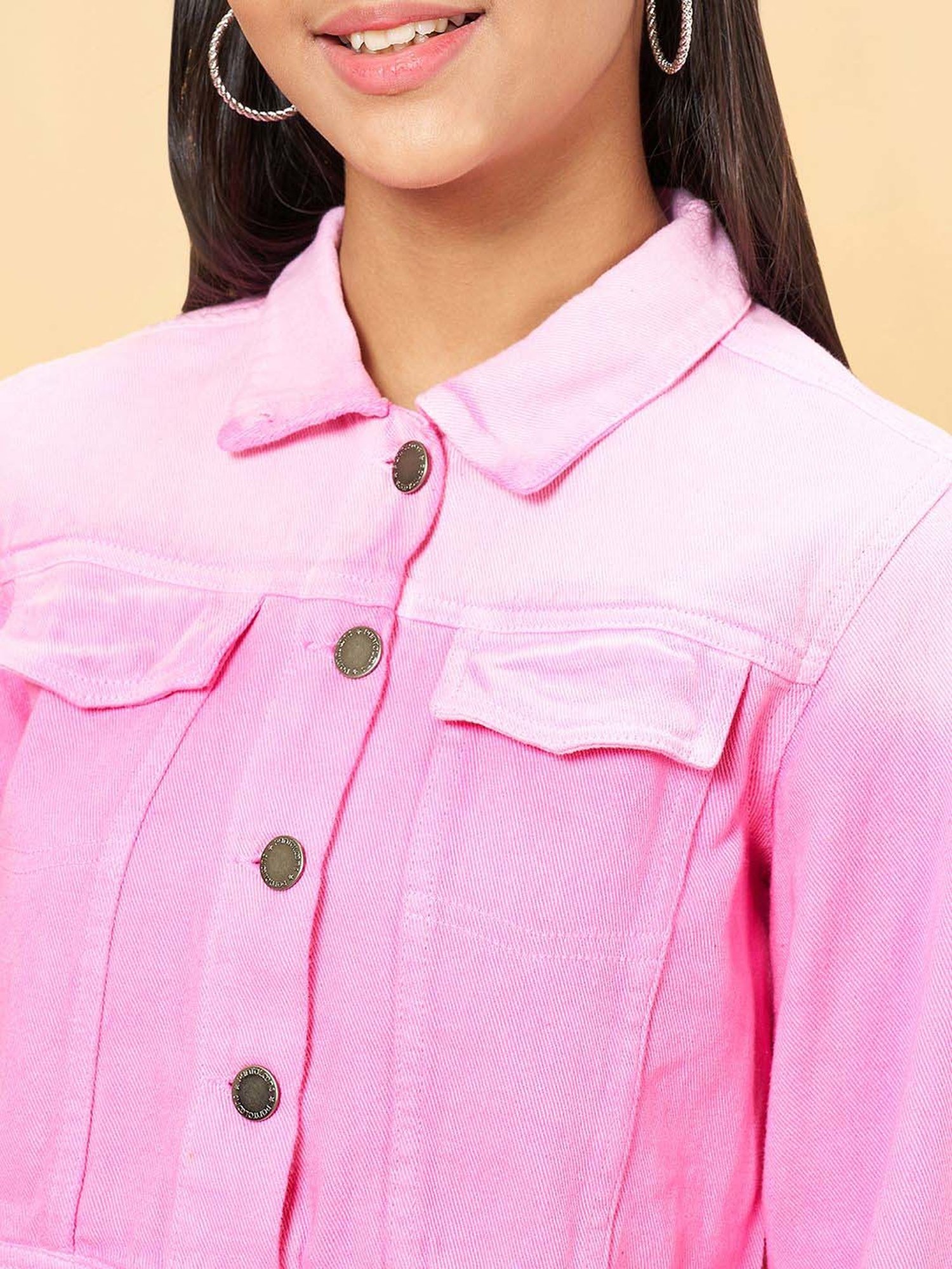 Coolsters by Pantaloons Kids Pink Cotton Regular Fit Full Sleeves Jacket