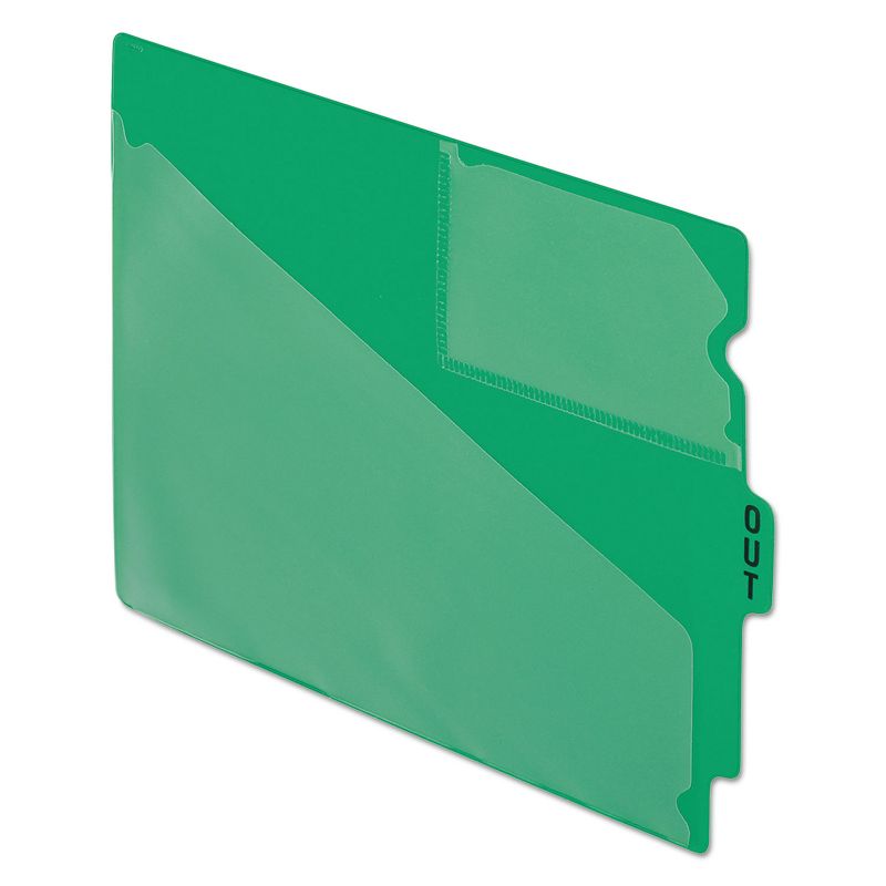 Pendaflex End Tab Poly Out Guides Center "OUT" Tab Letter Green 50/Box 13543