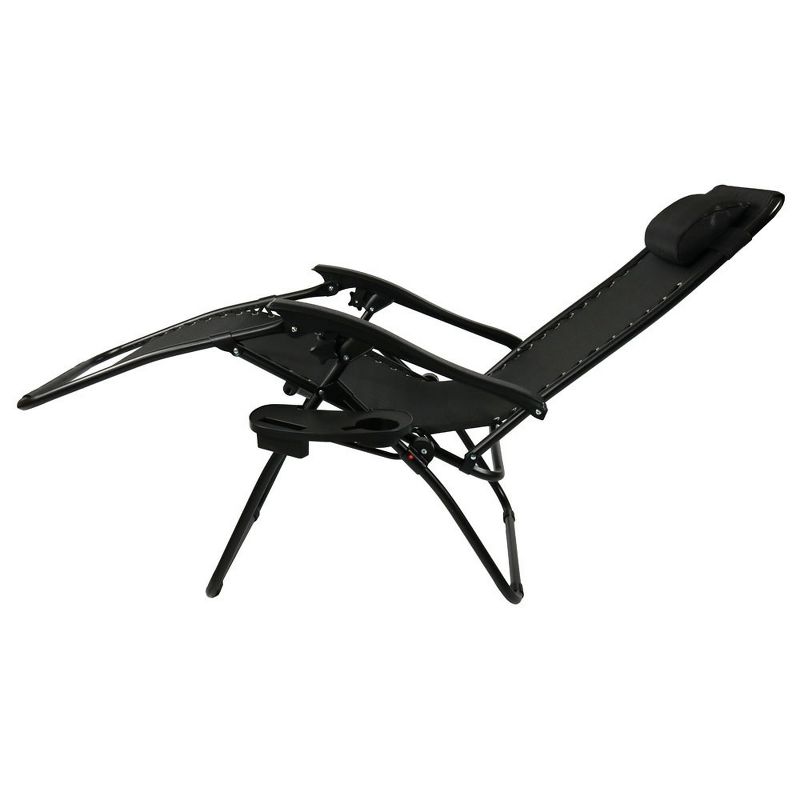 Sunnydaze Oversized Folding Fade-Resistant Outdoor XL Zero Gravity Lounge Chairs with Pillow and Cup Holder - Black