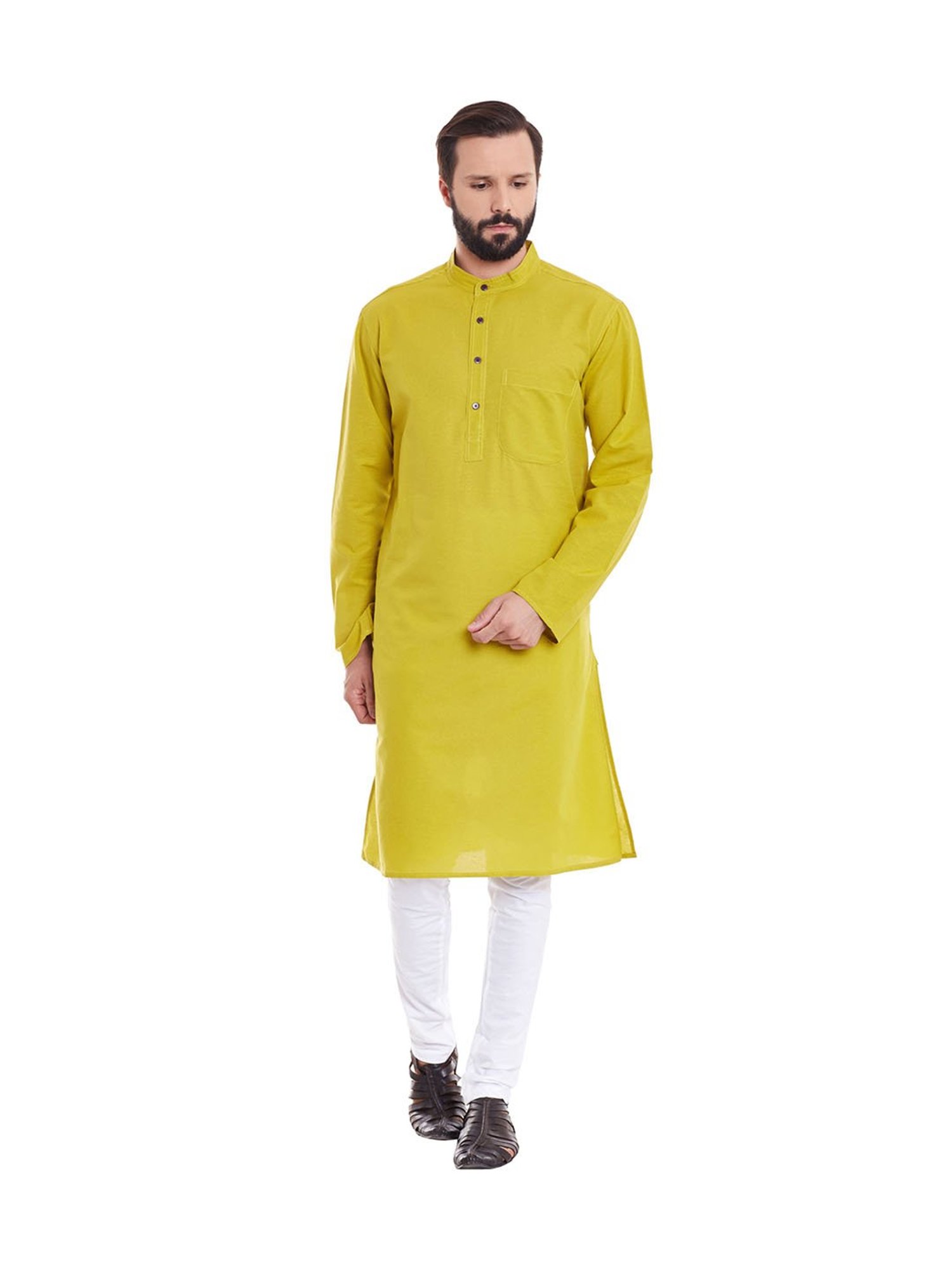Even Yellow Linen Kurta