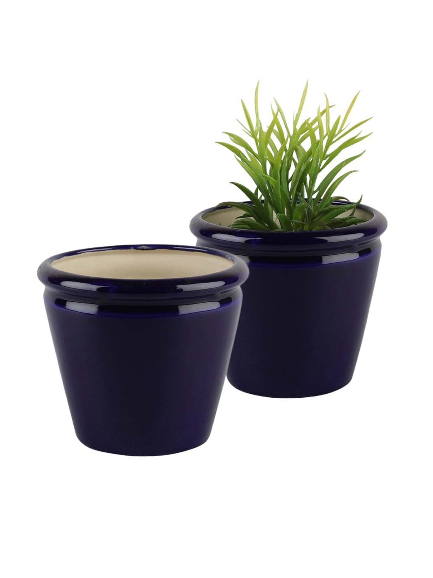 VarEesha Navy Blue Ceramic Planter Pot - Set of 2