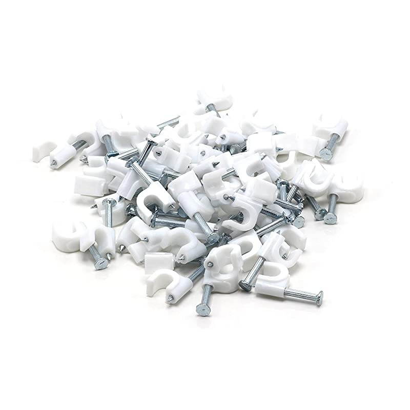 Coaxial Cable Clips Cat6 Electrical Wire Cable Clip 14 in 6 mm Nail Clip and Fastener White 100 pieces per bag