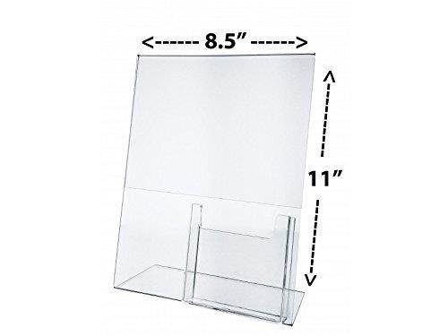 Marketing Holders Superior Image L Frame Base Slanted Desktop Sign Holder, Plastic 8.5" x 11" with Tri Fold Pocket Lot of 4