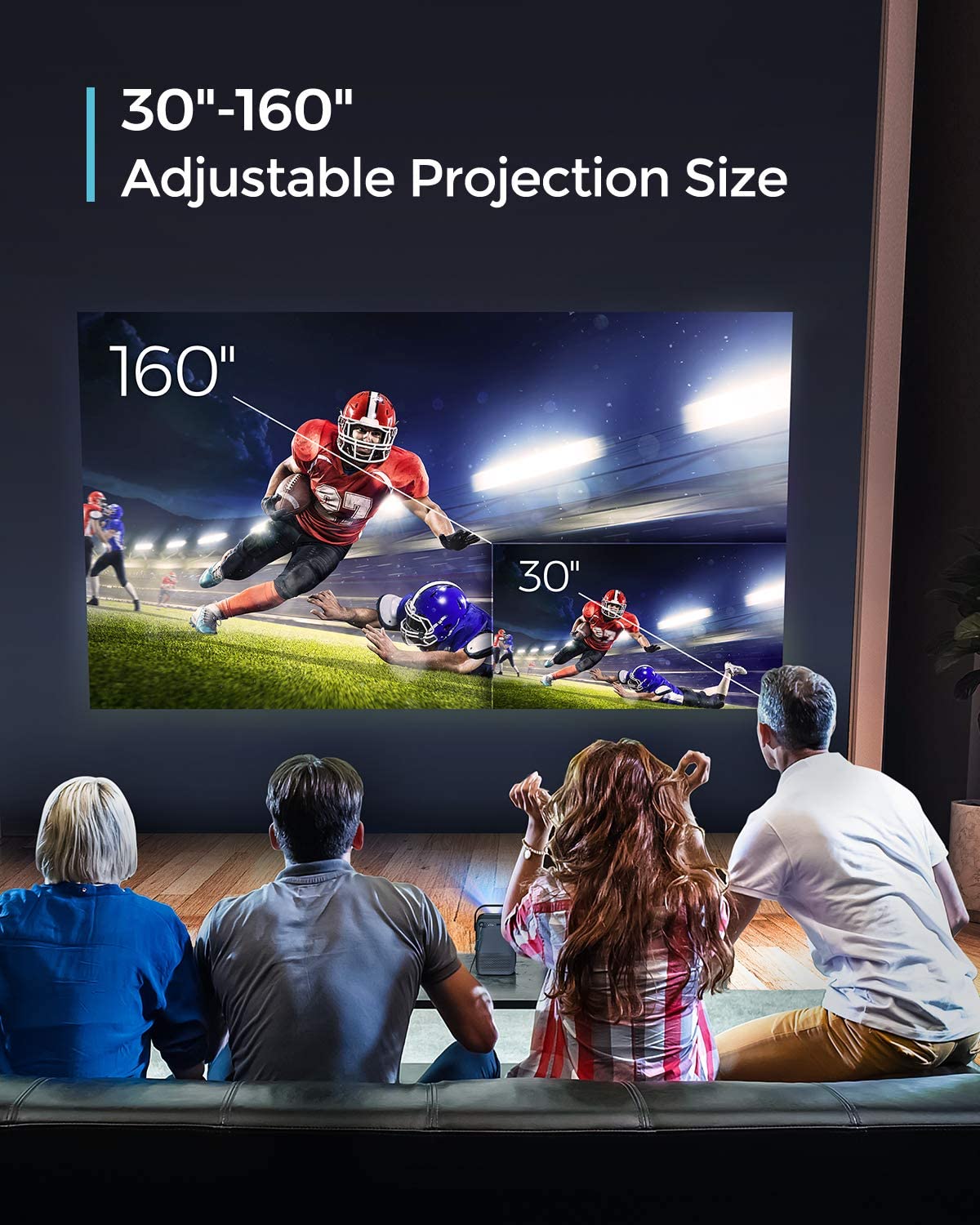 Video Projector, 1080P and 160" Display Supported, Portable Mini Projector with 60,000Hrs LED, 150ANSI 4000 Lumen Home Theater Movie Projector Compatible with Fire TV, Laptops, PC, PS4, HDMI, USB