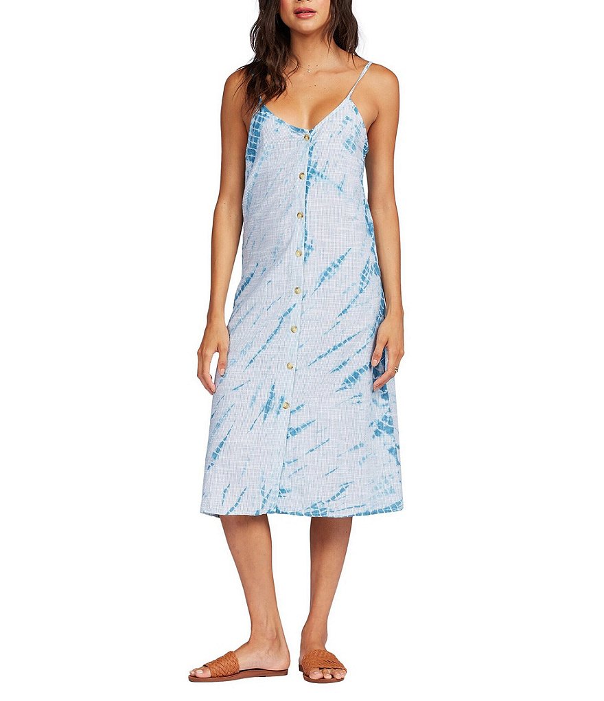 Roxy Wild Ties Tie Dye Button-Front Dress