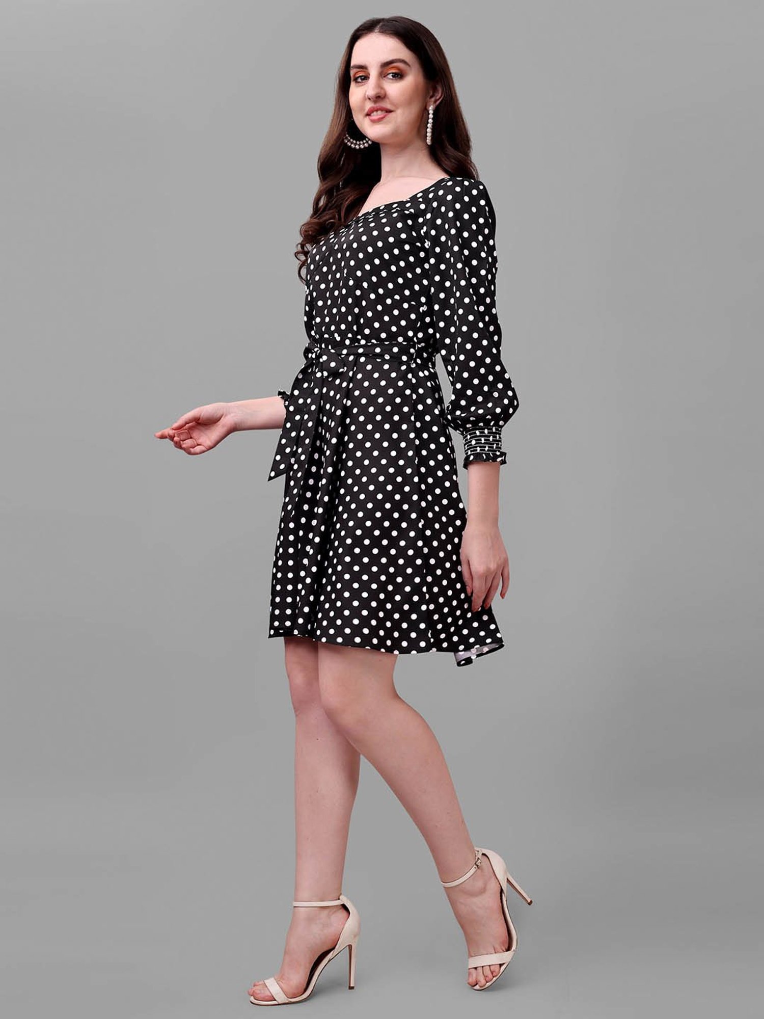 MASAKALI.CO Black & White Polka Dot A Line Dress
