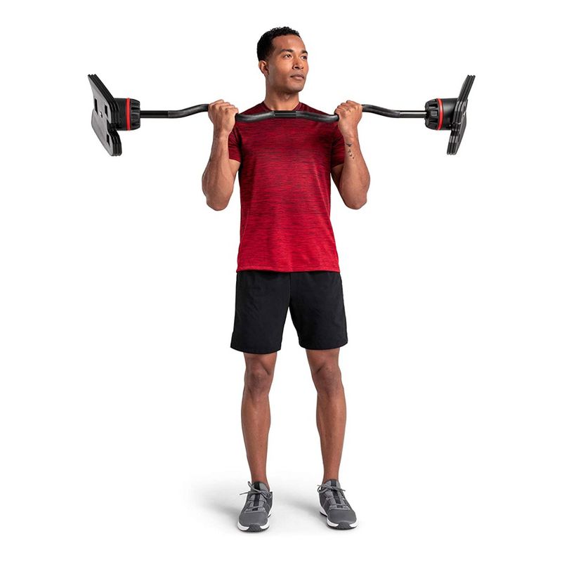 Bowflex SelectTech Adjustable Full Body Strength System Barbell and Curl Bar Bundle with Full Body Strength System Barbell Stand and Media Rack