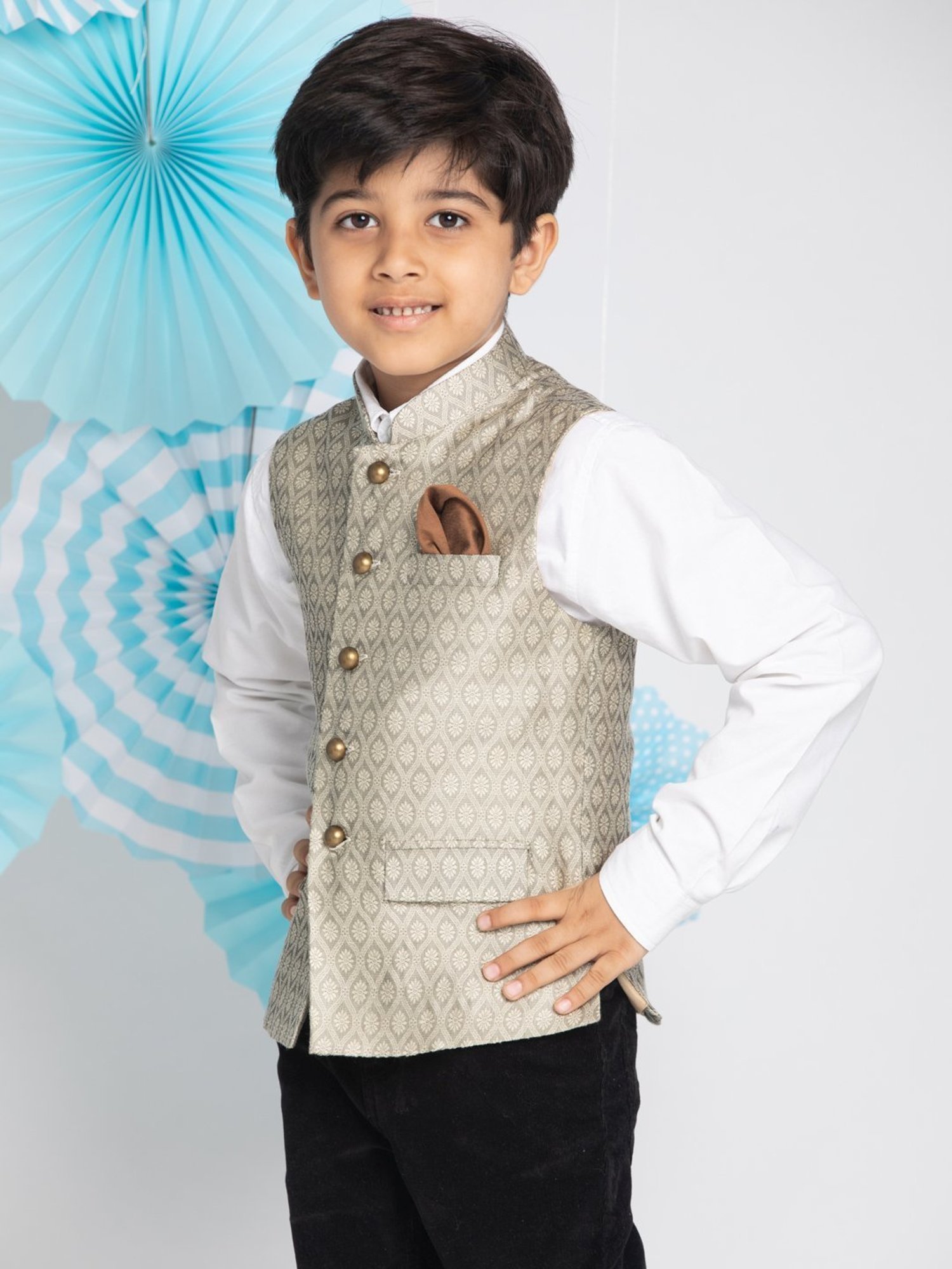 Crimsoune Club Kids Mint Solid Full Sleeves Blazer
