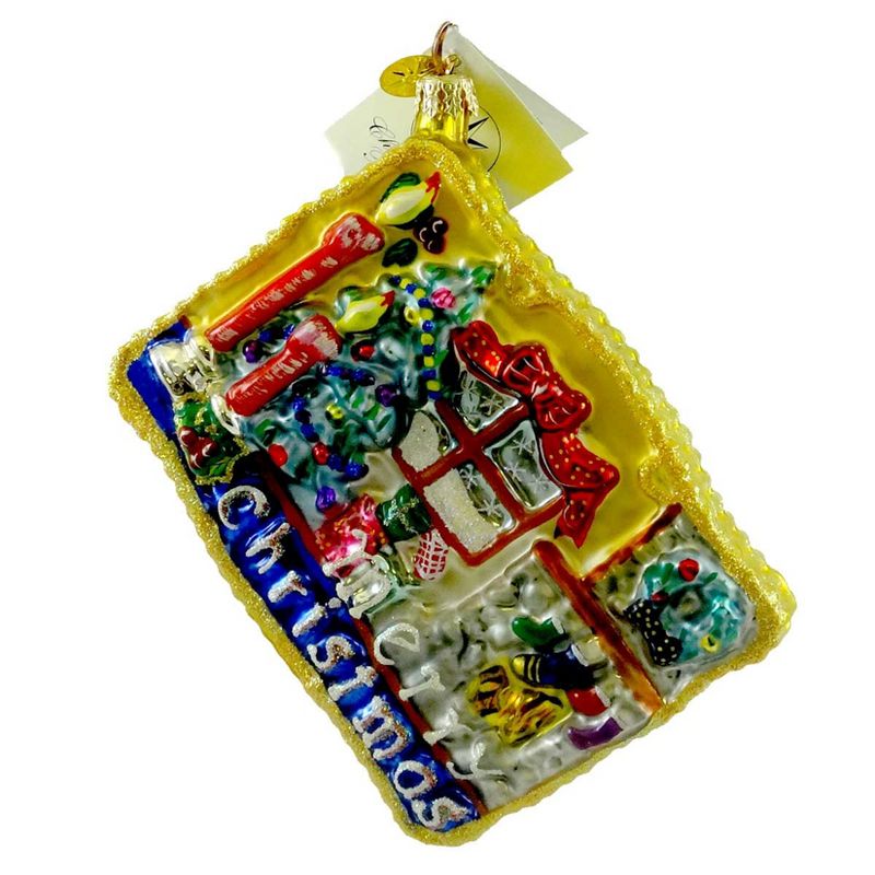 Christopher Radko Old Fashioned Greetings Ornament Post Card Fireplace  -  Tree Ornaments
