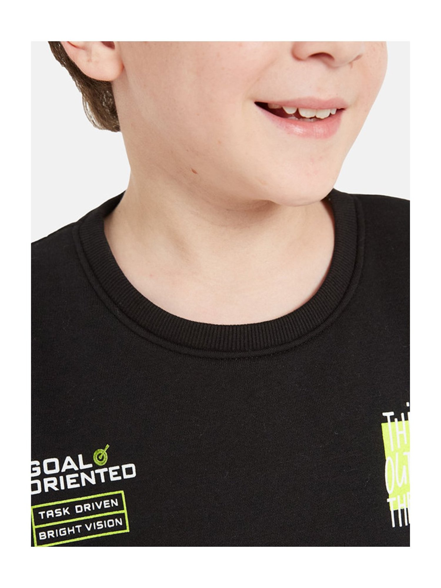 Octave Kids Black Graphic Print Full Sleeves Sweatshirt