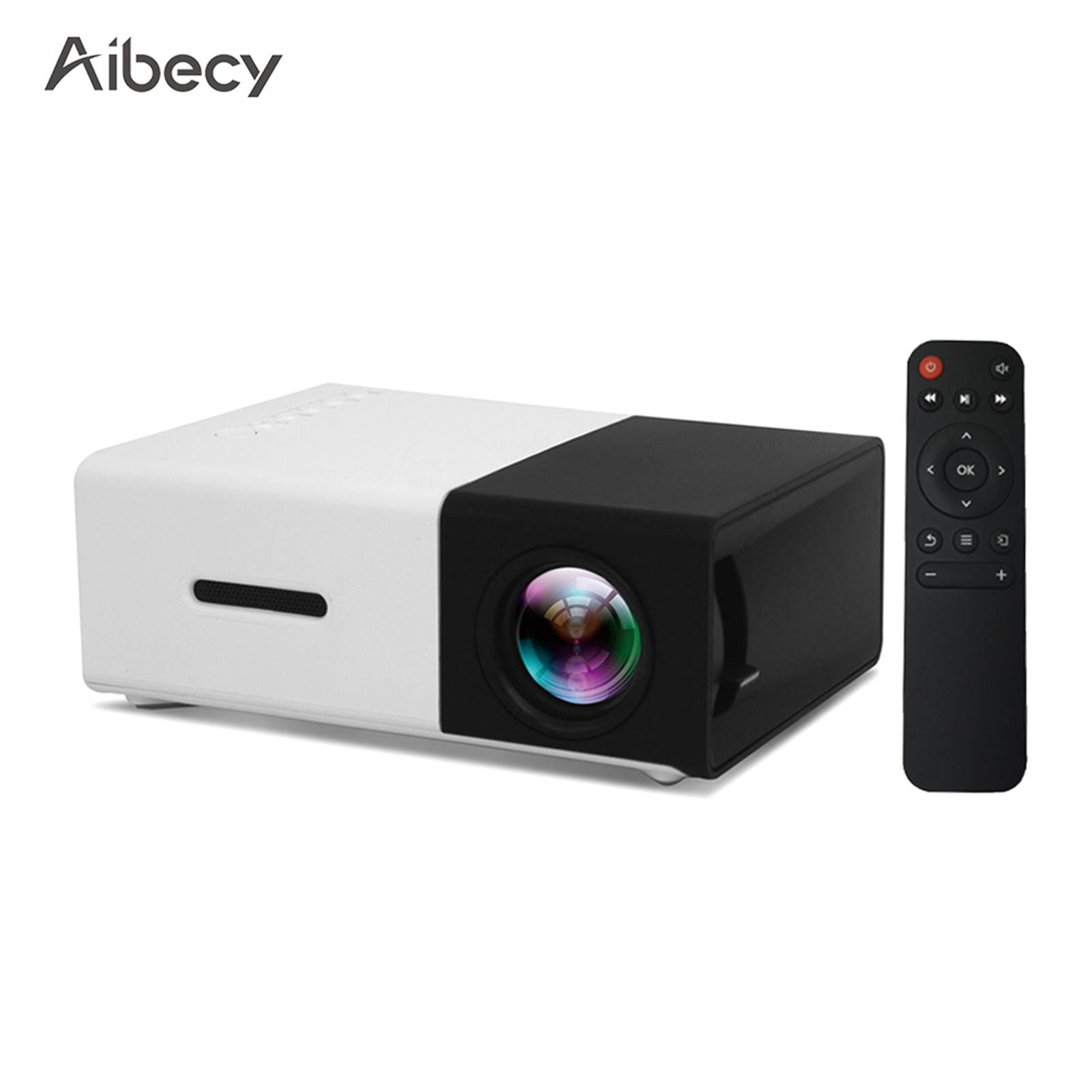 Aibecy YG300 Mini Portable LED Projector Support 1080P 3D Visual Effects 800 Lumens Multimedia Video Movie Projector with USB/TF/HD/AV/Audio Out Interface for Home Theater Entertainment