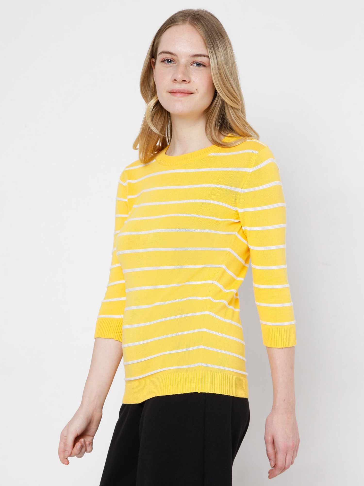 Vero Moda Yellow Striped Sweater
