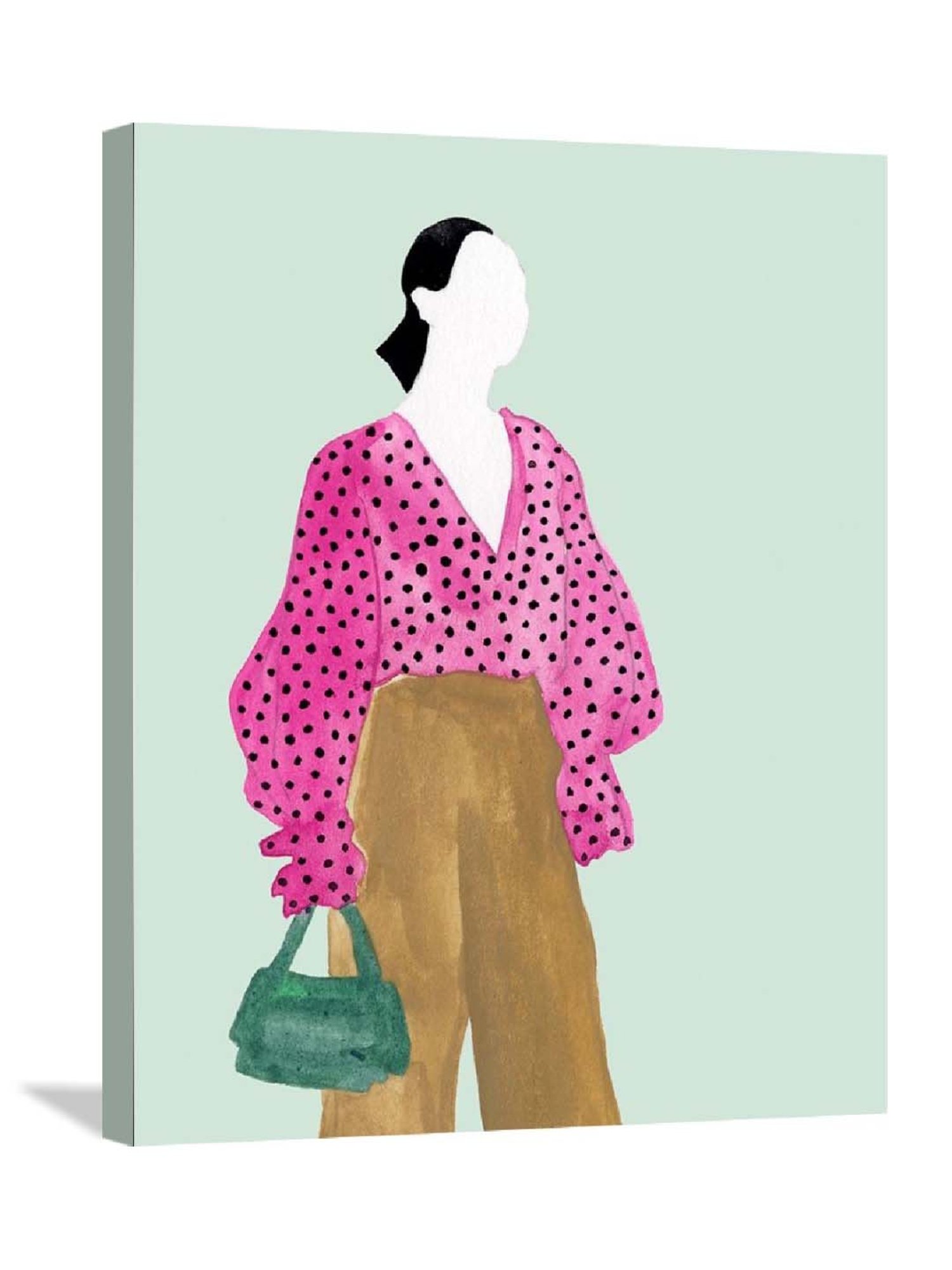 ARTE'VENUE Couture Grid Green & Pink Canvas Wall Arts - Set of 4 (10 X 12 inch Each)