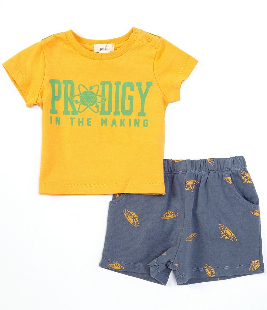 Peek Baby Boys 3-24 Months Short-Sleeve Prodigy Tee & Printed Shorts Set