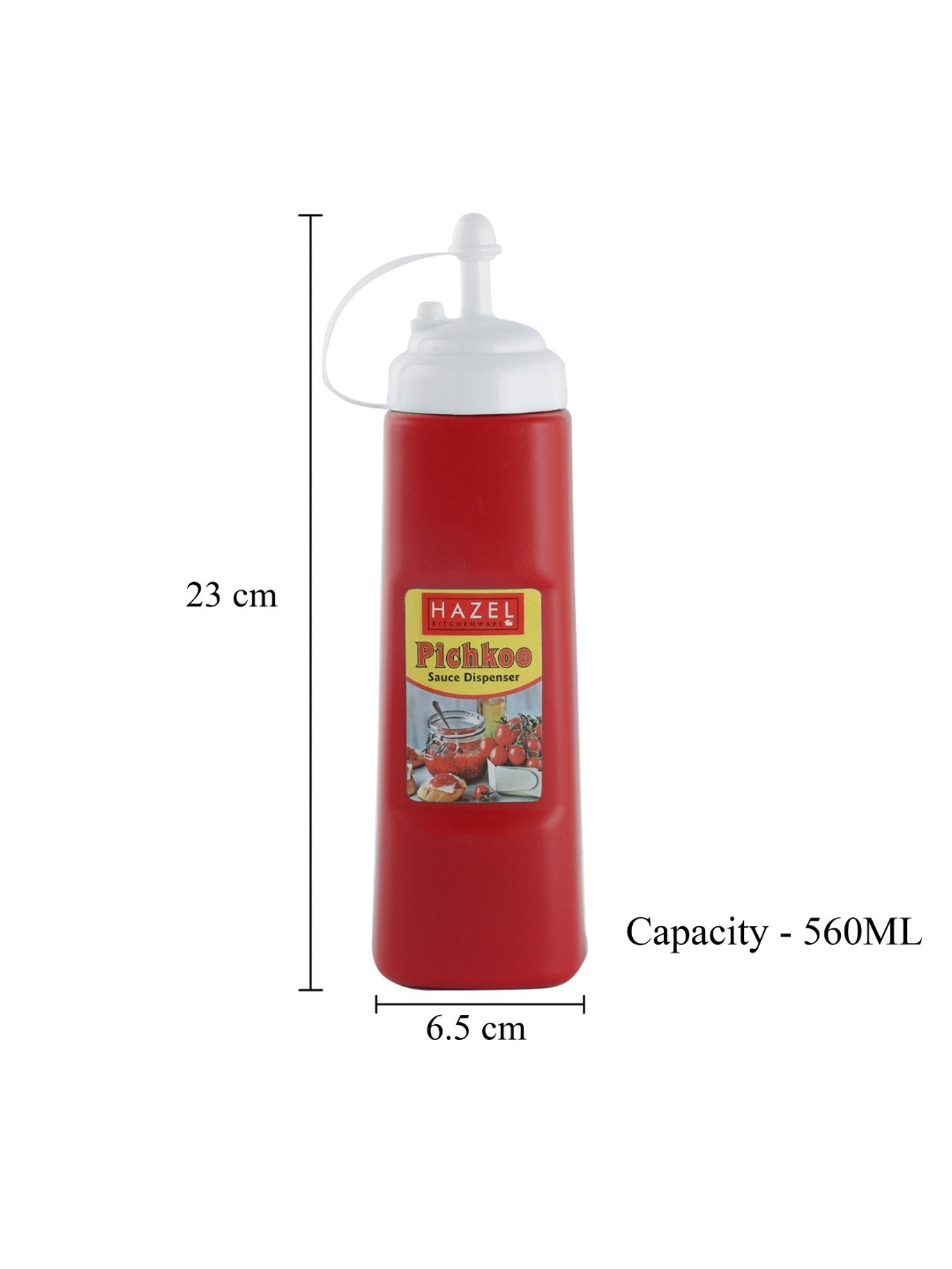 HAZEL Red Polypropylene Squeeze Bottle - Set of 4 (0.54L)