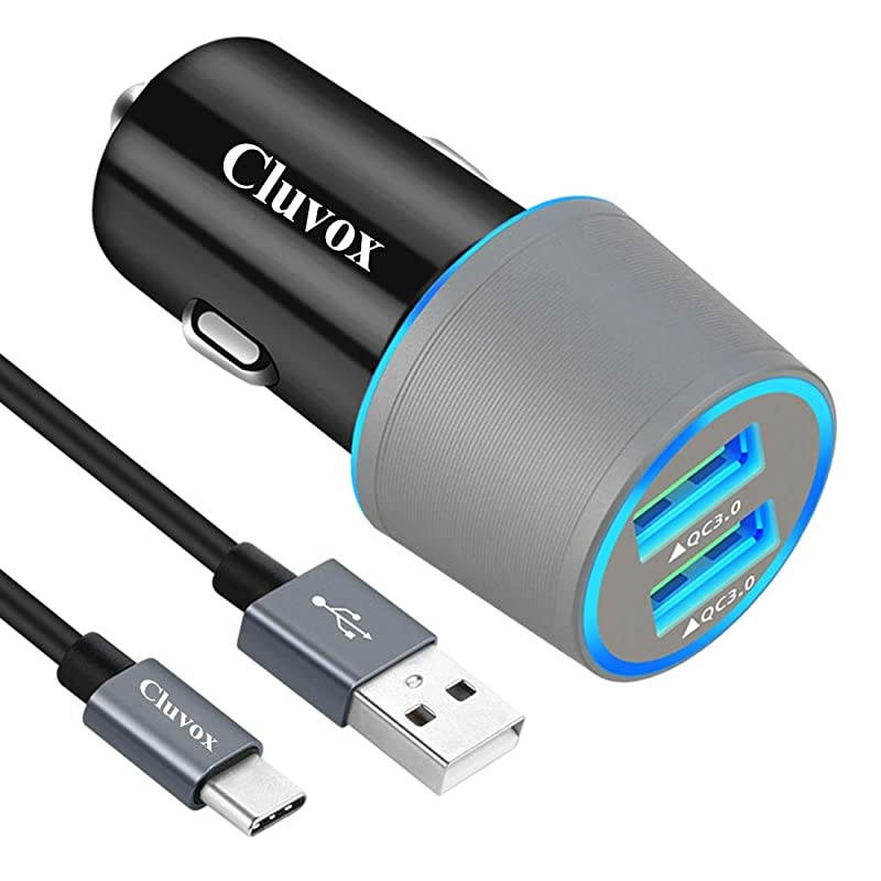 USB C Car Charger Compatible Samsung Galaxy S20S20 PlusS20 UltraS10ES10 PlusS10Note 9Note 8S9S9 PlusS8S8+ Quick Charge 30 Dual USB Fast Car Charger with Type C Cable 66 ft