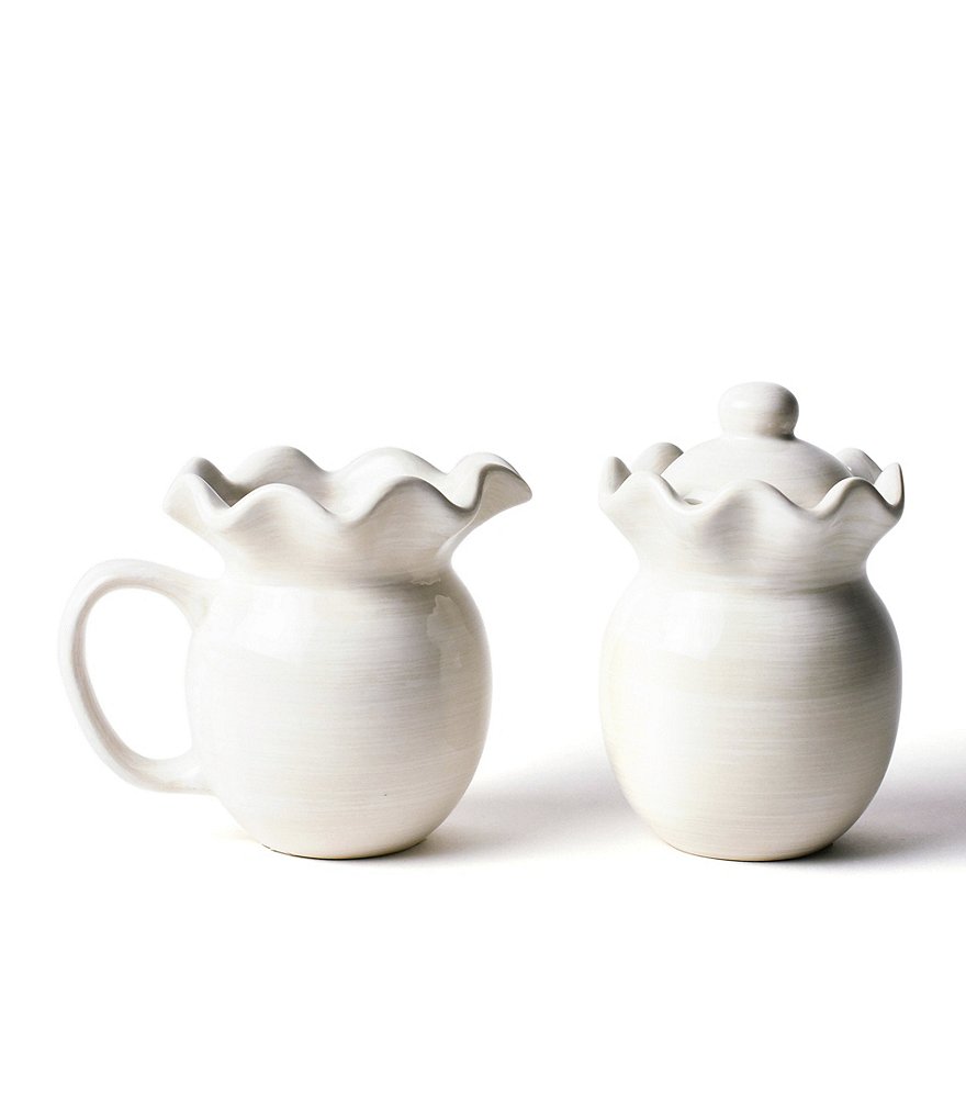 Coton Colors Signature White Ruffle Cream and Sugar Set