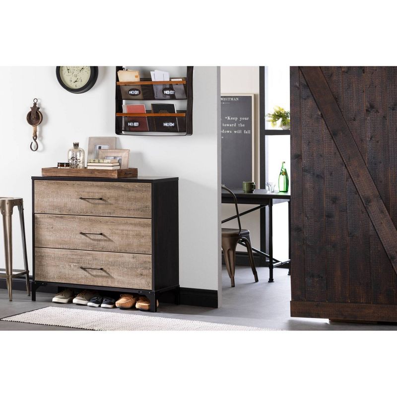 Valet 3 Drawer Chest Dresser Weathered Oak/Black - South Shore