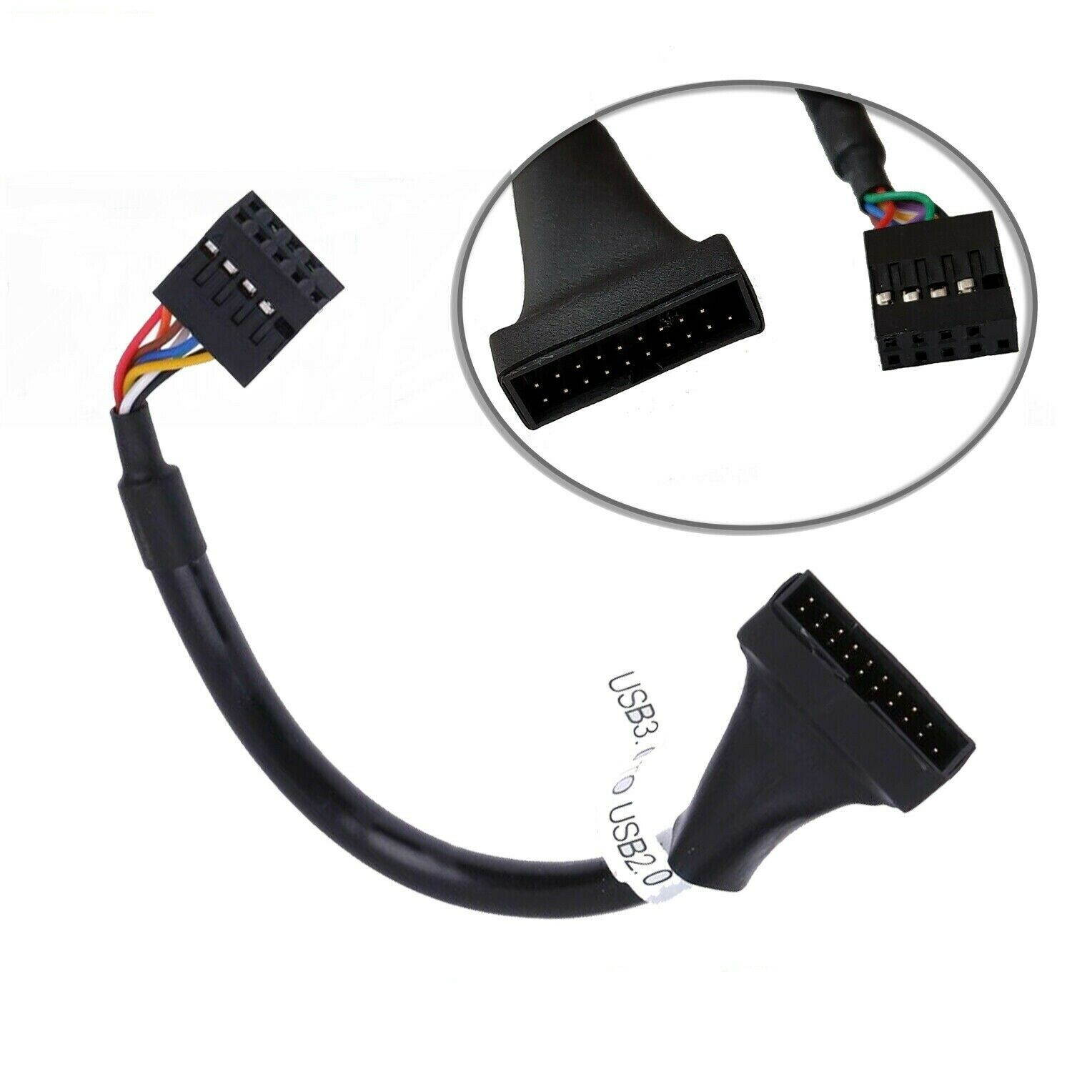 15cm USB 2.0 9 Pin Header Female to Motherboard USB 3.0 20 Pin Male Cable