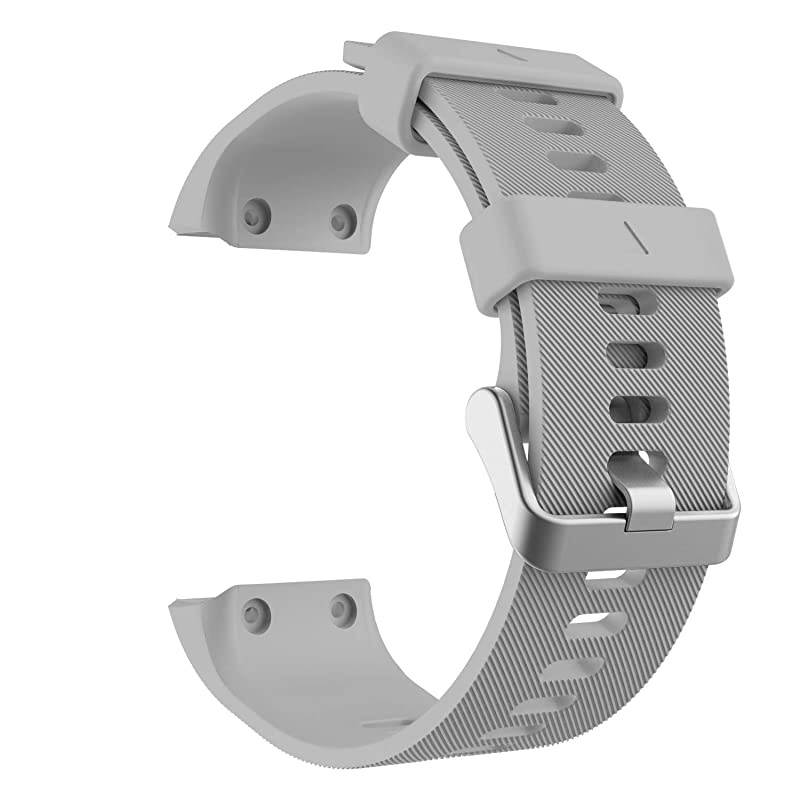 Compatible with Forerunner 35 Watch Band Soft Silicone Replacement Watch Band Sport Bracelet Strap with 6pcs Screws and 2pcs Screwdrivers for Forerunner 35 GPS Running Smart Watch Gray
