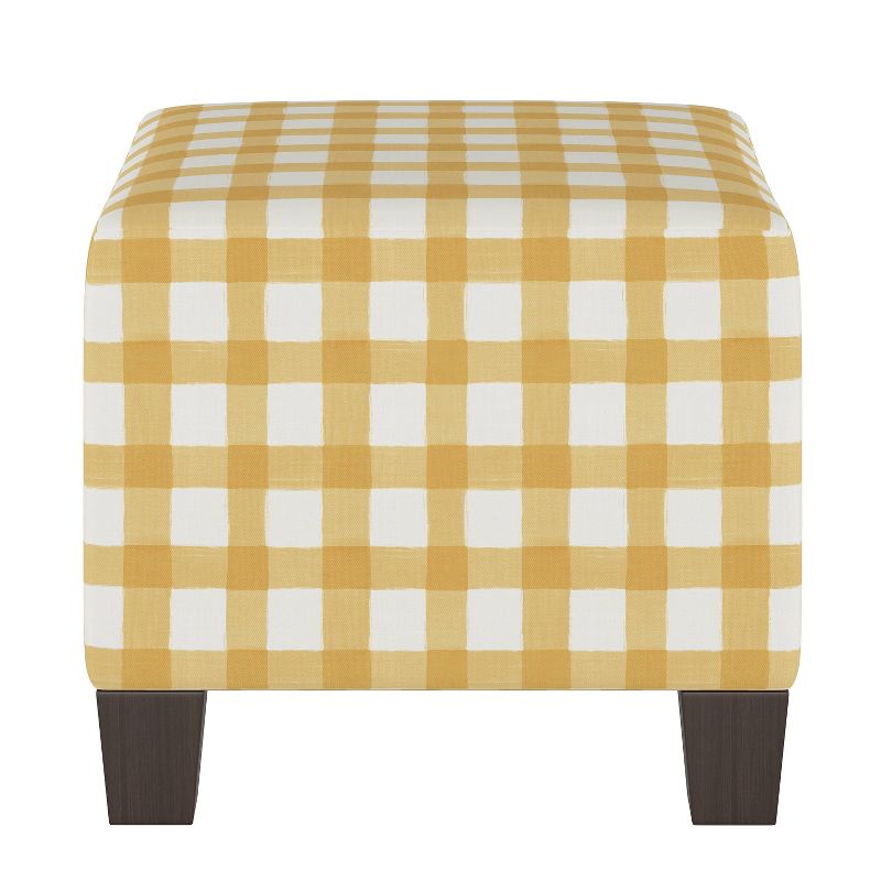 Square Ottoman Buffalo Gingham Buttercup - Skyline Furniture