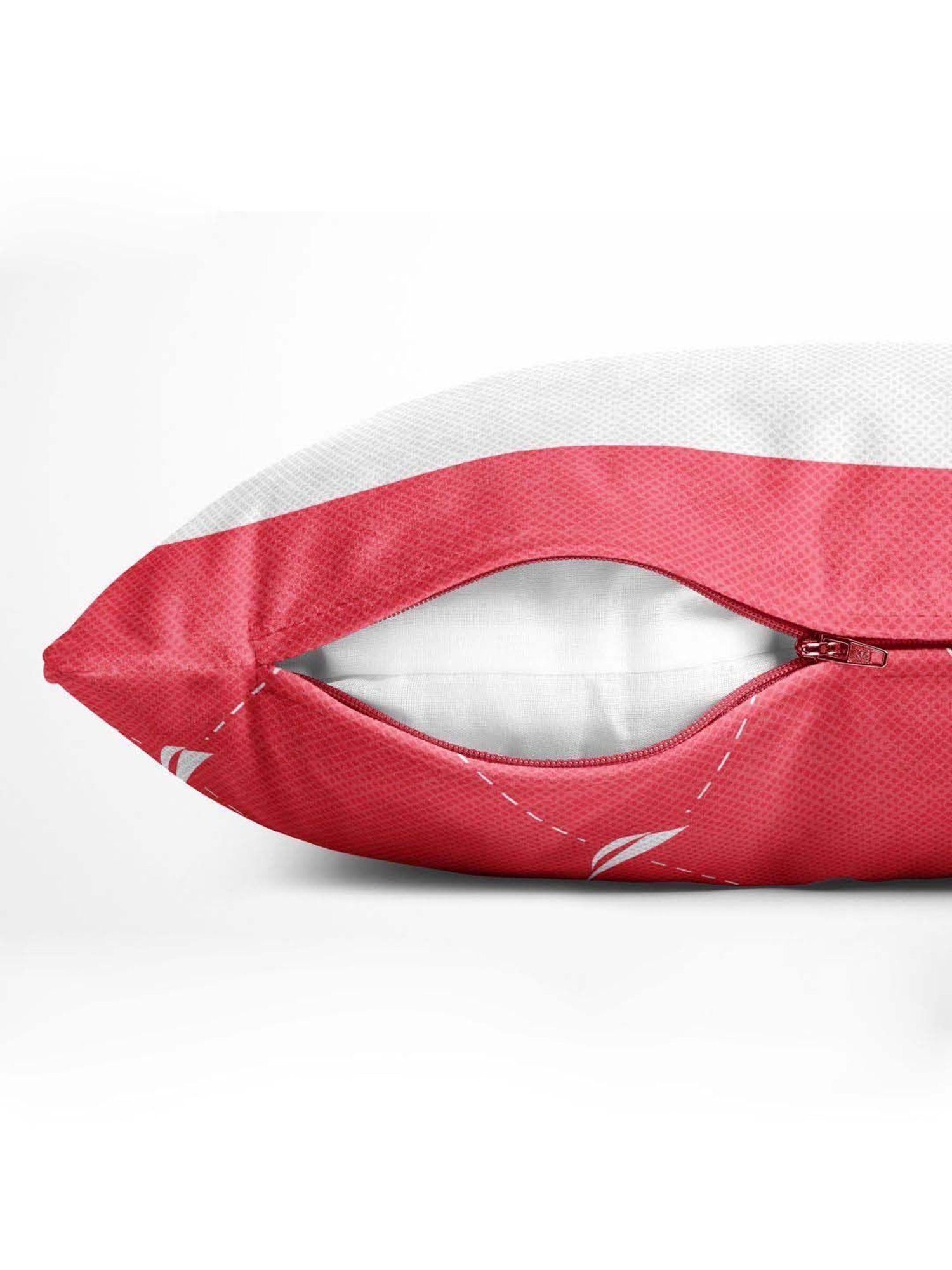 Nautica Logo Stripe Dull Pink & Coral Microfibre 300 GSM Premium Cushion Covers - Set of 2