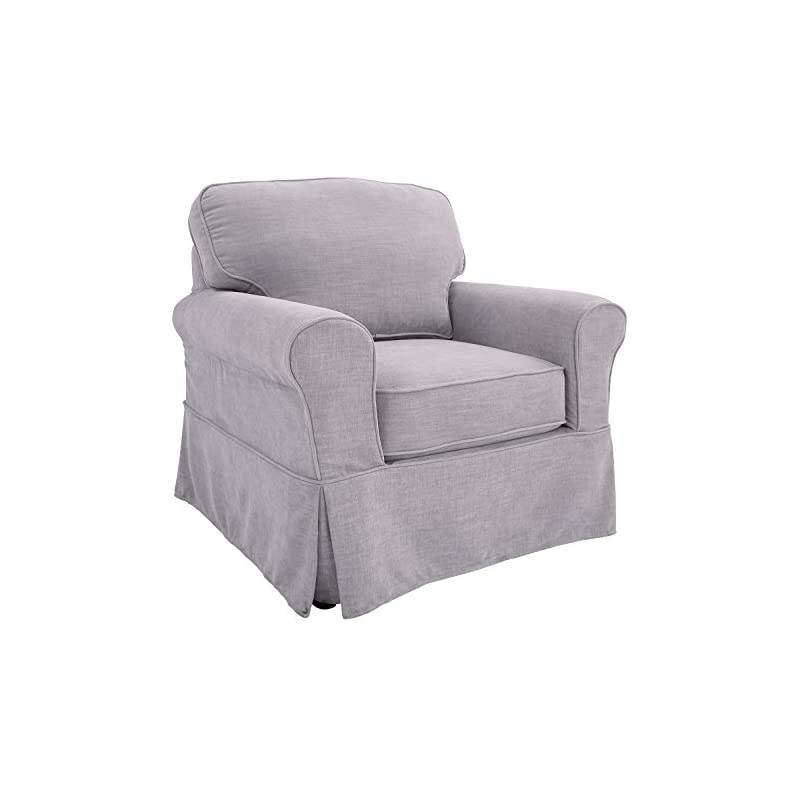 Home Furnishings Ashton Slipcover Round Arm Chair, Grey