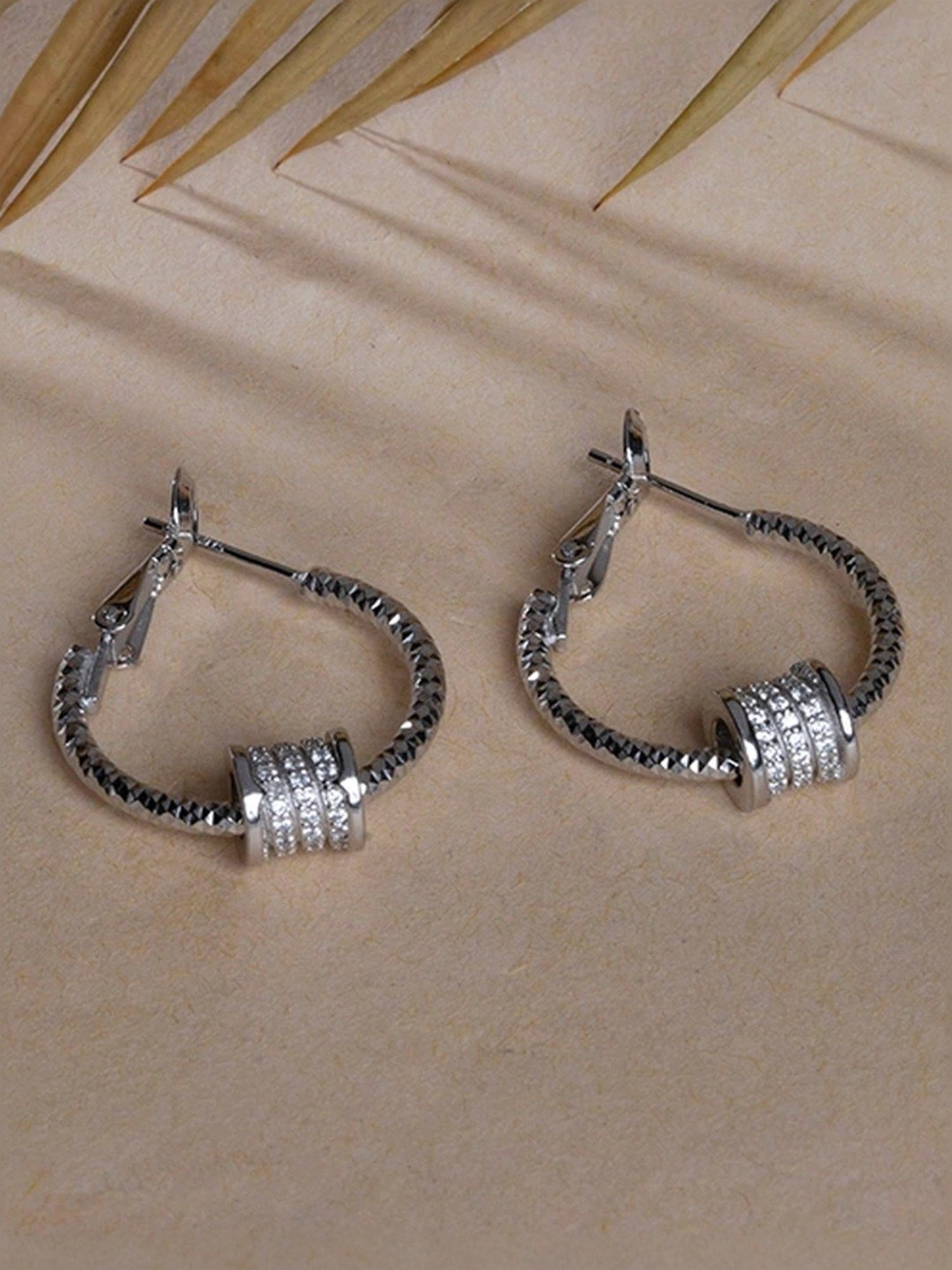 Touch925 Sterling Silver Oval Hoop Hollow Charms for Women & Girls