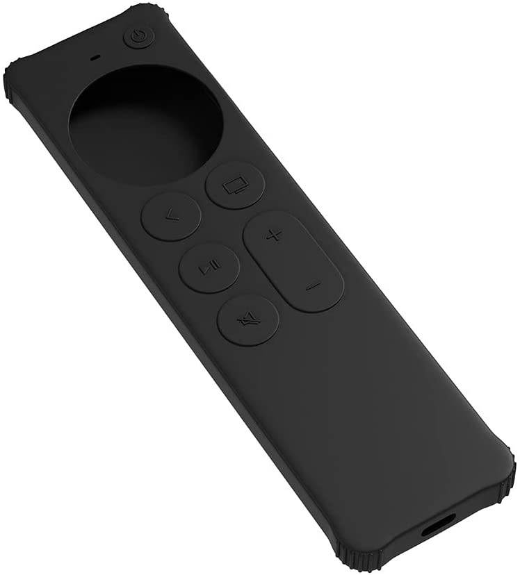 AWINNER Case Compatible for 2021 Apple TV Siri Remote (2nd Generation) - Lightweight [Anti Slip] Shock Proof Silicone Cover Compatible for 2021 Apple TV 4K and Apple TV HD (Black)