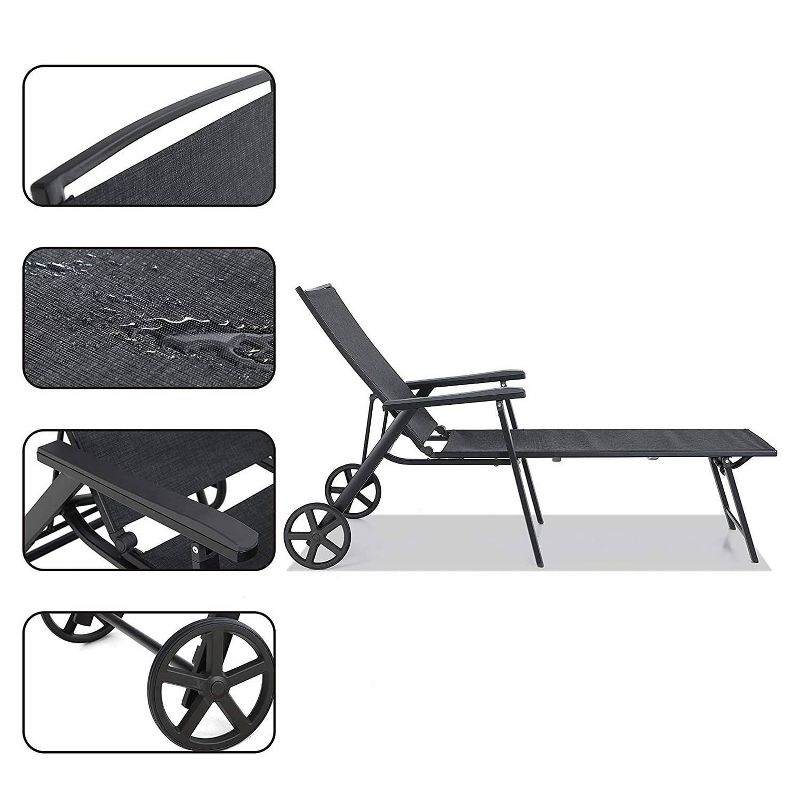 Ostrich Chaise Lounge Folding Sunbathing Poolside & Beach Chair, Pink & Blue