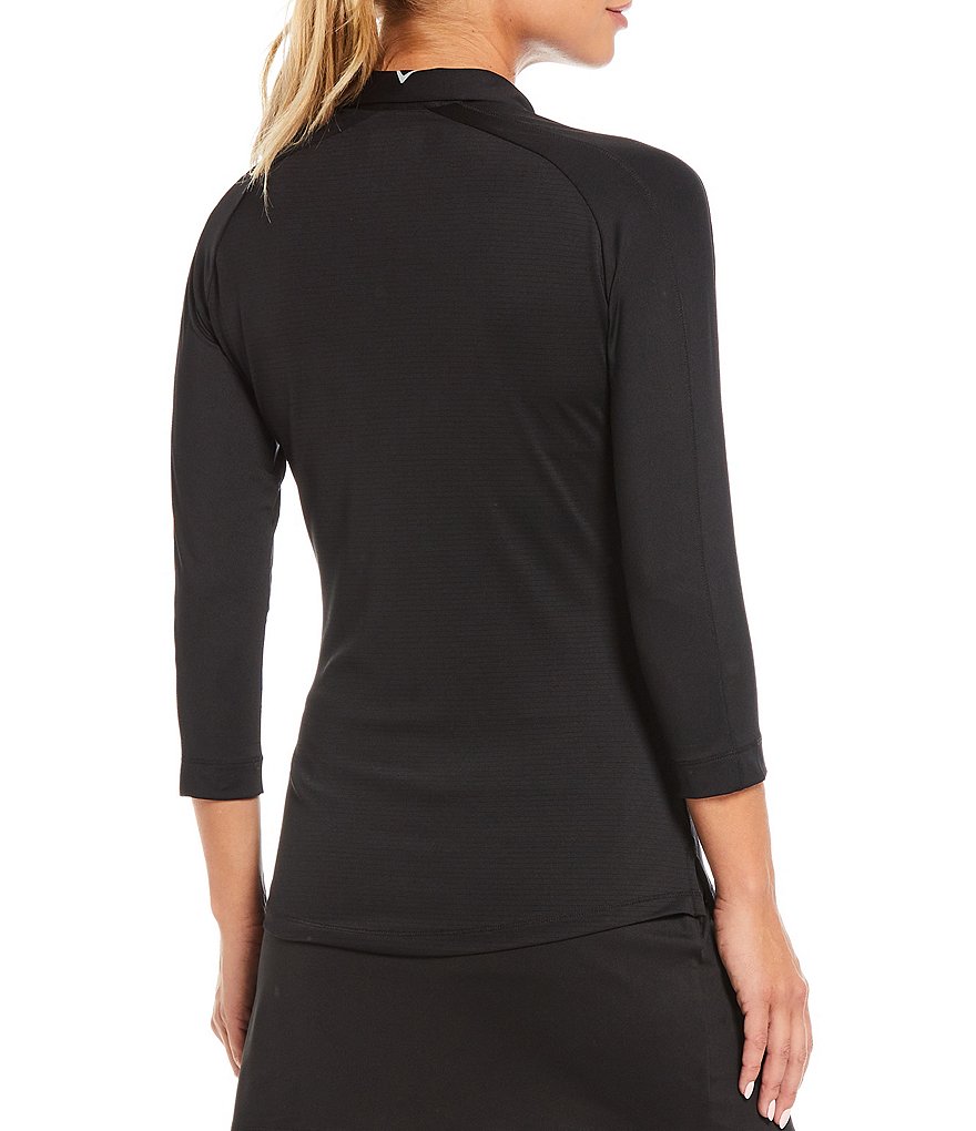 Callaway Point Collar 3/4 Sleeve Shadow Stripe Swing Tech&trade; Opti-Dri&trade; Polo