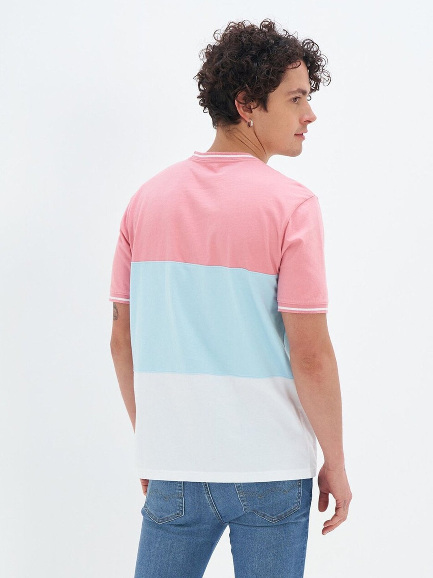 American Eagle Outfitters Multi Cotton Regular Fit Colour Block T-Shirt