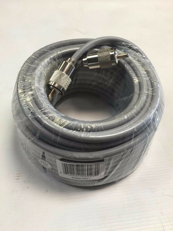 50FT RG-8x HAND SOLDER COAX COAXIAL CABLE  w/ MALE PL-259 CB HAM RADIO RG8 NEW!