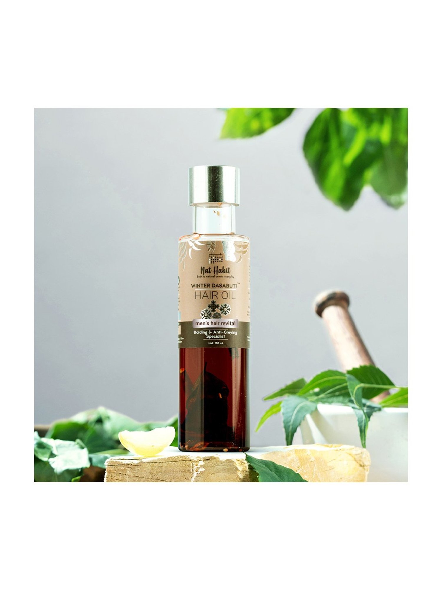 Nat Habit Men's Hair Revital Balding & Anti-Greying Specialist Winter Dasabuti Hair Oil - 100 ml