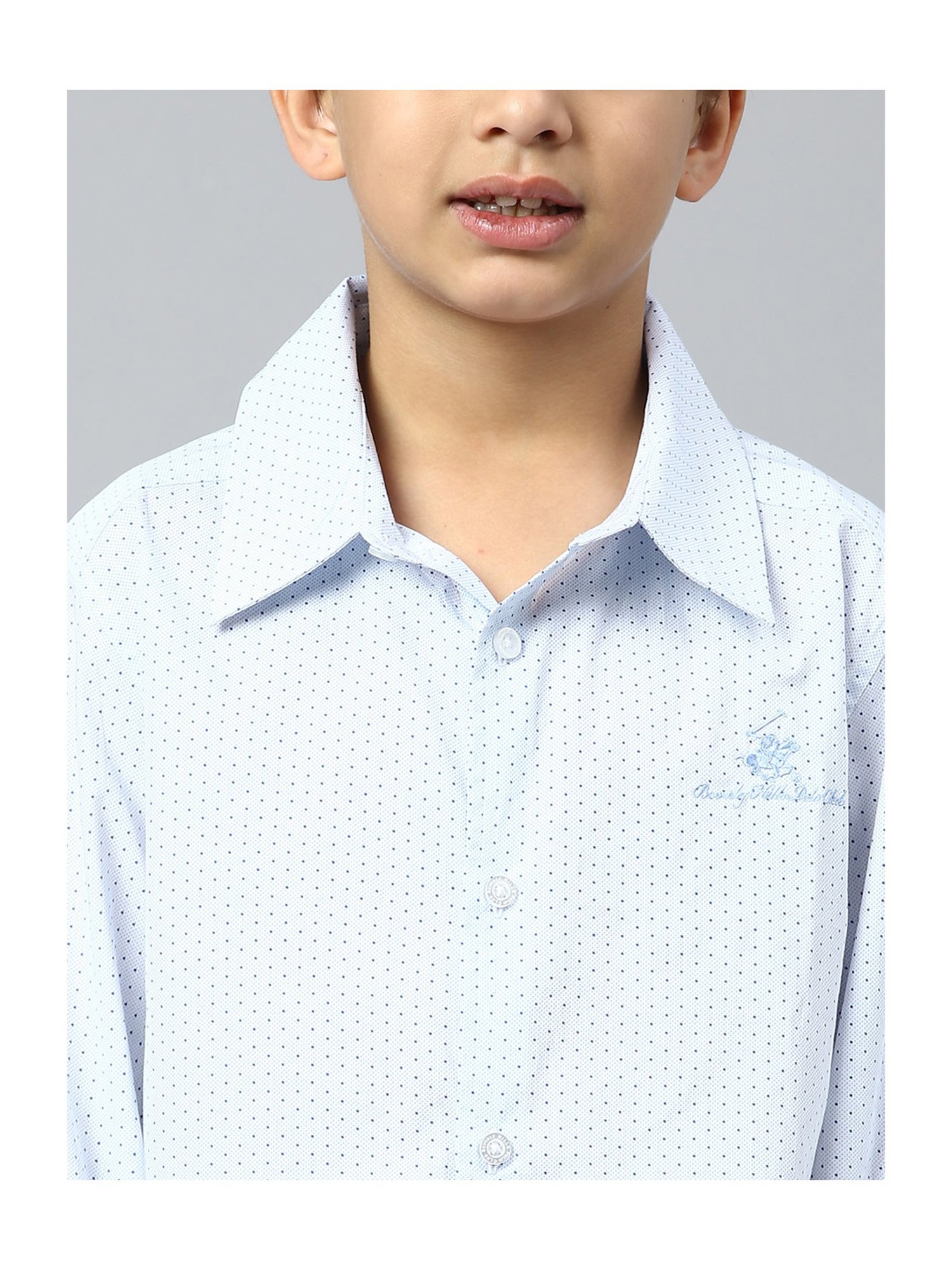 Beverly Hills Polo Club Kids Light Blue Printed Full Sleeves Shirt
