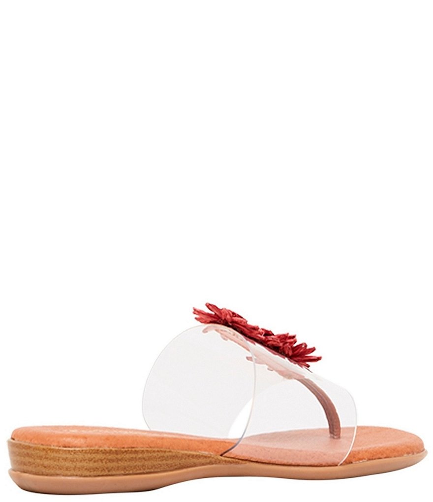 Andre Assous Nadine Raffia Flowers Clear Thong Sandals