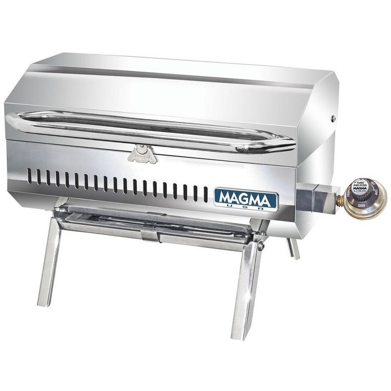 Magma Connoisseur Series ChefsMate Stainless Steel Portable Propane Gas Grill with Inner Lined Safety Shell and Fold Away Legs