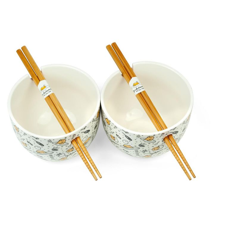 Seven20 Gudetama 2 Pack 4 inch Ceramic Bowl & Chopstick Set