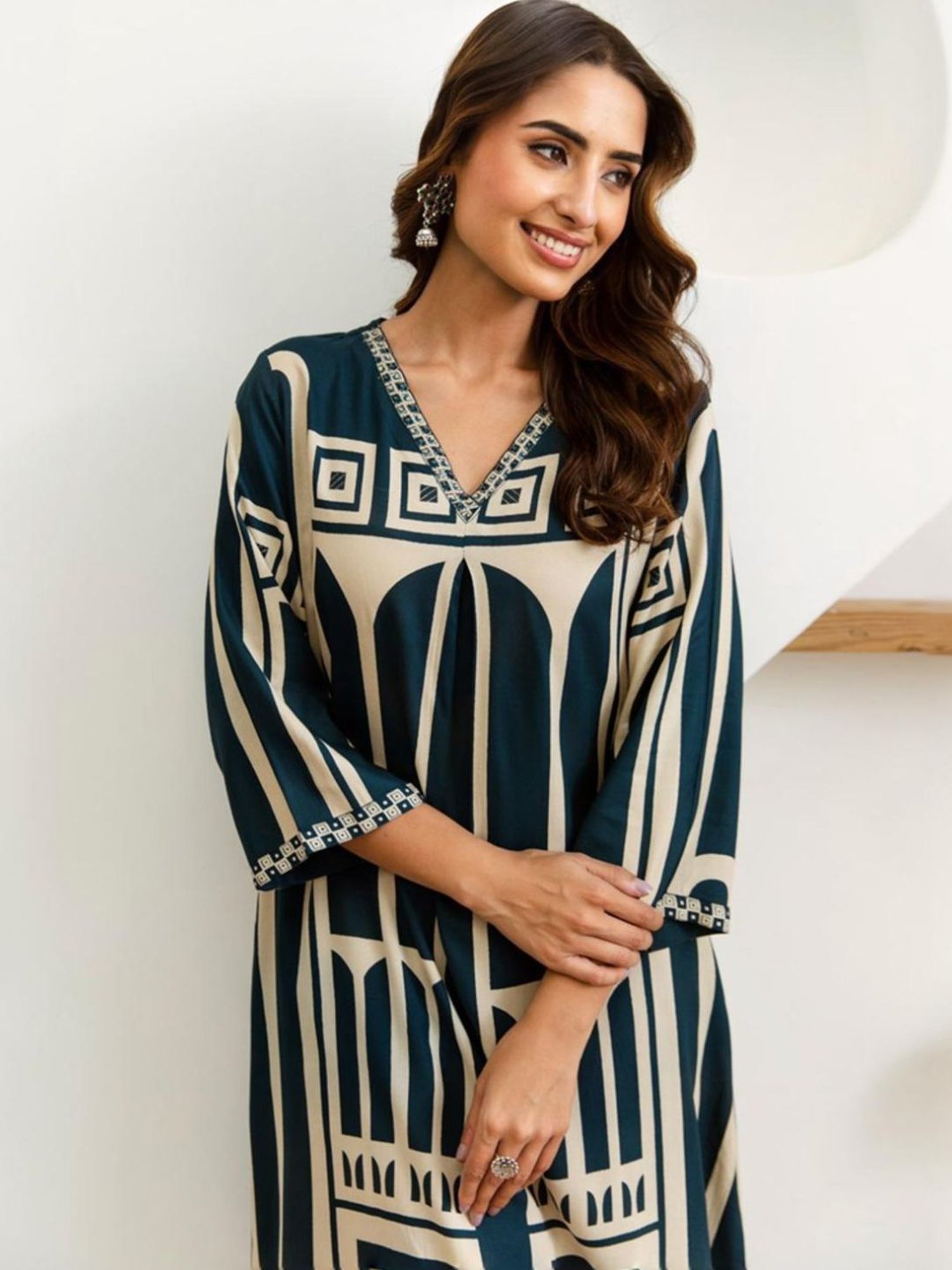 Autumnlane Black Sargun Charcoal Digital Printed Kurta with Pant