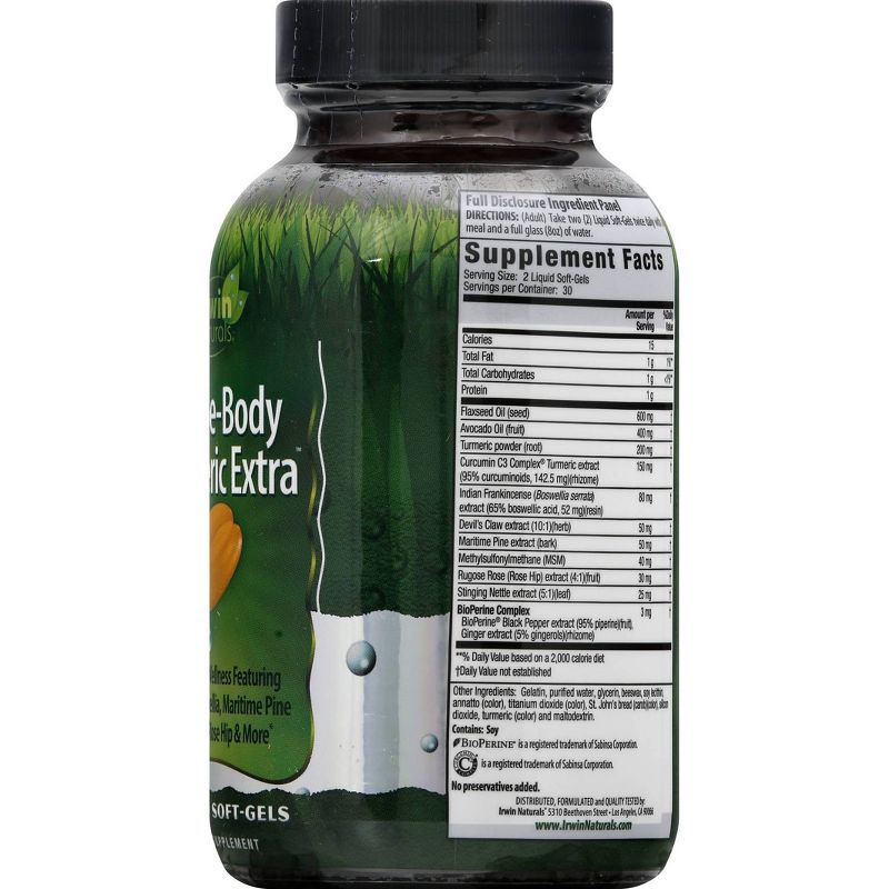 irwin naturals Whole-Body Turmeric Extra Dietary Supplement Liquid Softgels - 60ct