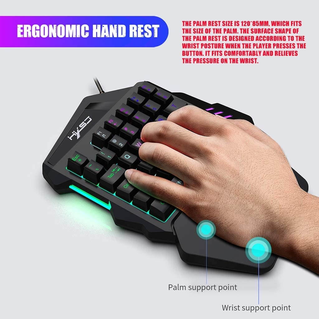 MagiDeal One-Handed RGB Gaming Keyboard, Professional Gaming Keypad, 35 Keys