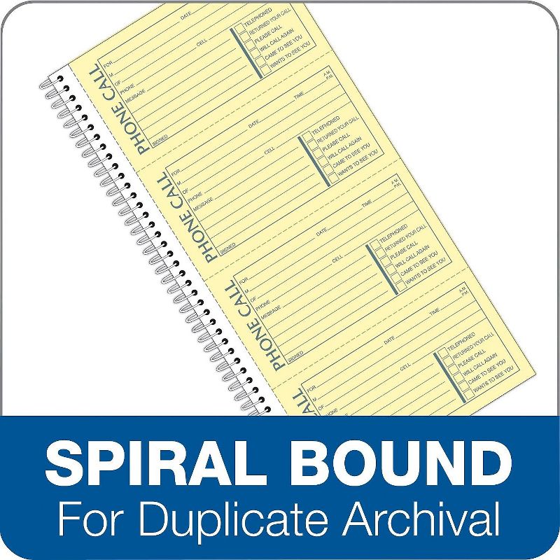 Adams Phone Message Book Spiral 11"x5-1/2" 400 St./Bk SC1154D