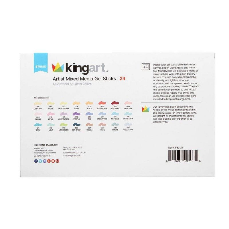 24pc Pastel Color Artist Gel Stick Set - Kingart