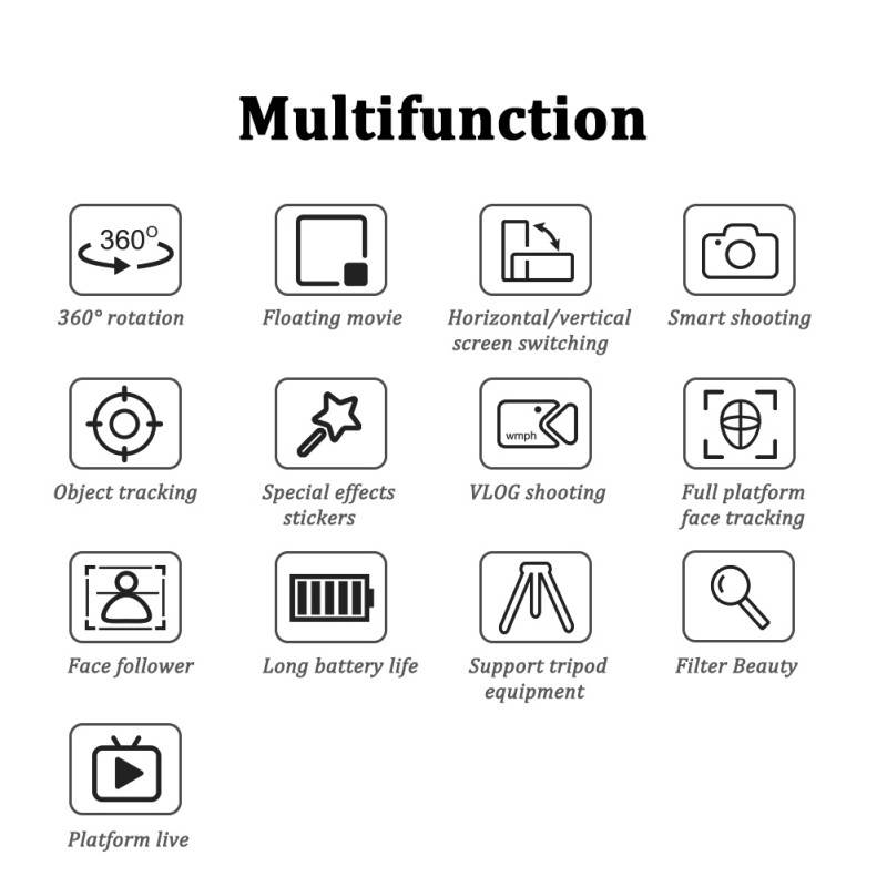 360&deg; Rotation Auto Face&Object Tracking Live Broadcast Streaming Smart Shooting Camera Phone Mount,Cature 360&deg;Camera  Selfie Mount Auto Countdown For All Cellphone(Black)