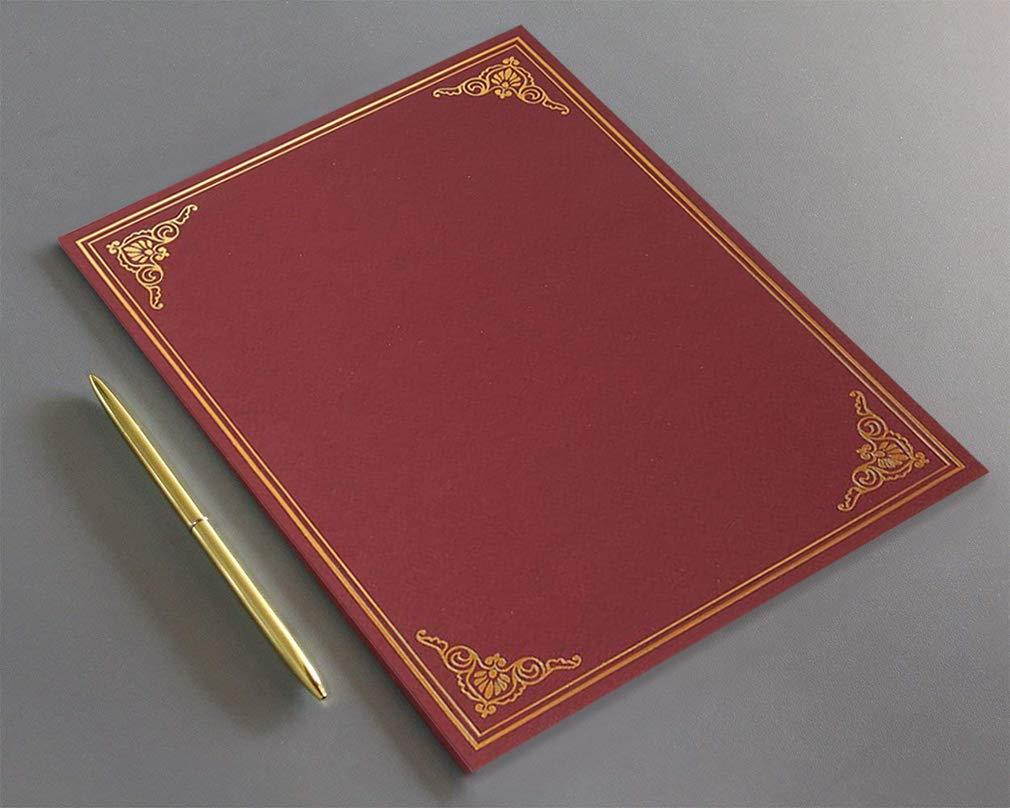 12-Pack Certificate Holder - Diploma Cover, Document Cover for Letter-Sized Award Certificates, Red, Gold Foil, 11.2 x 8.8 inches