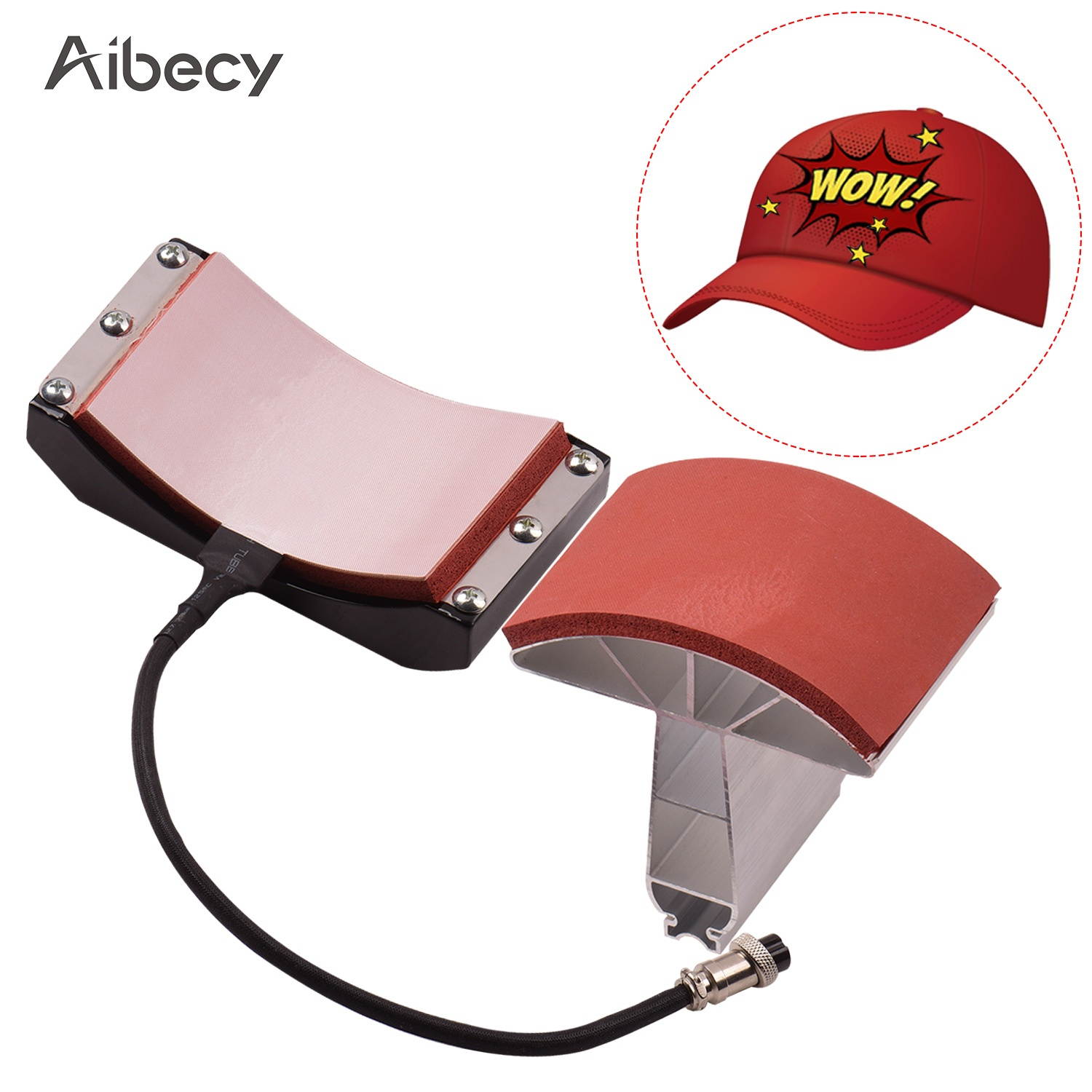 Aibecy Hat Cap Press Mat Pad Heating Transfer Attachment Silica Gel 5.5x3 Inch 220V for Heat Press Machine Hat Heating Machine